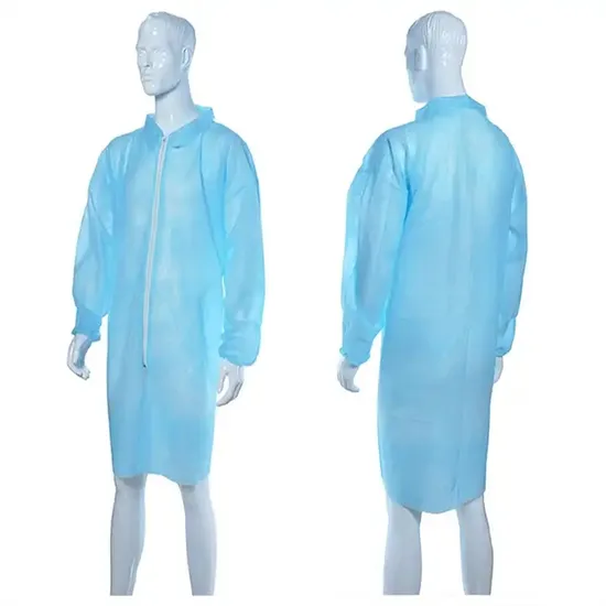 Blue PP Non-Woven Zipper Dust Coat S-4XL