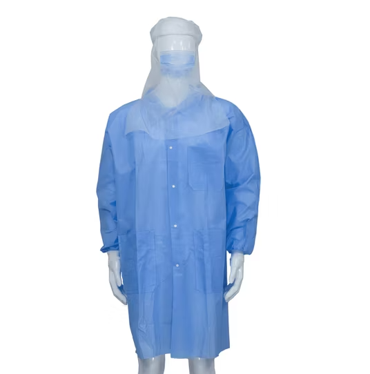 Disposable Snap Closure Dust Coat Lab Coat S-5XL