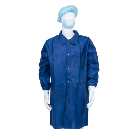 Disposable Snap Closure Dust Coat Lab Coat S-5XL