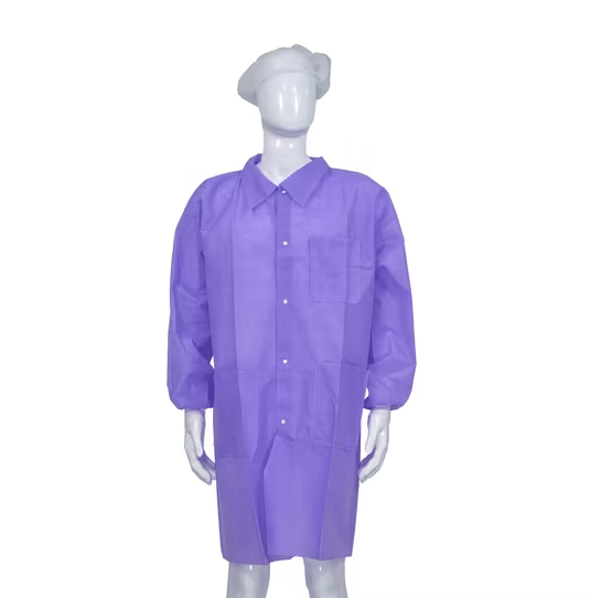 Disposable Snap Front Dust Coat Industrial Use