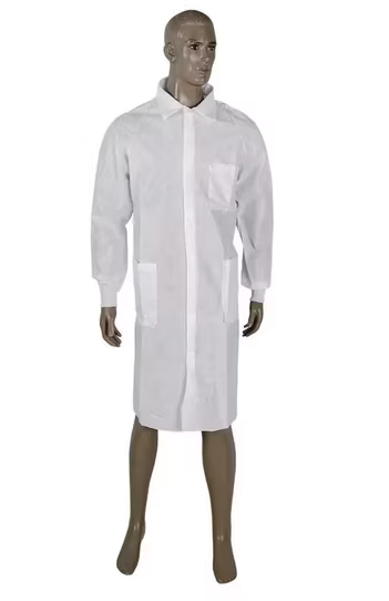 Disposable PP SMS Nonwoven Dust Coat Medical Lab Coat
