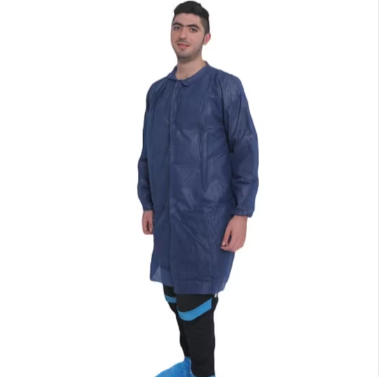Blue PP Non-Woven Zipper Dust Coat S-4XL